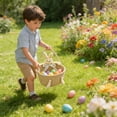 thumbnail image 6 of Tyidzon Bunny Easter Basket, Hand-woven Baskets for Gifts Empty, Small Picnic Basket for Easter Decorations Kids Boys Girls Egg Candy Hunts, Beige 12", 6 of 6