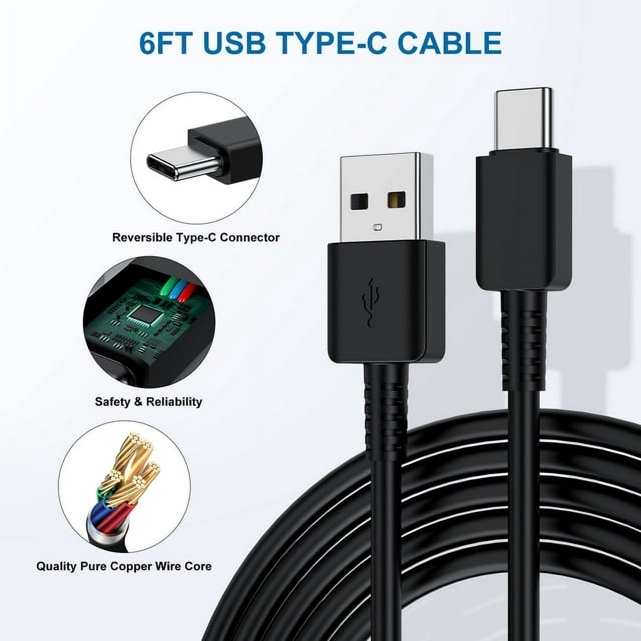 Fashia USB-C Fast Charger, 2 Pack with 6ft Cables photo 3