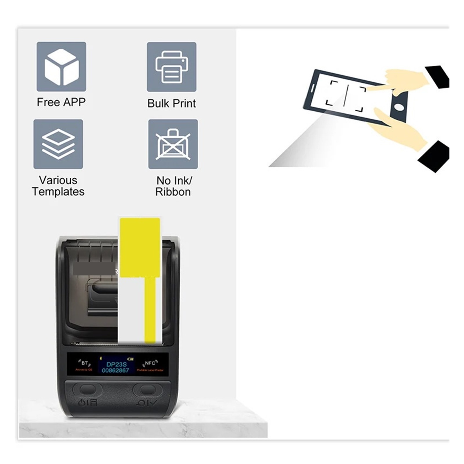 Multifunctional Wireless BT Mobile for Barcode Thermal Label Maker Printer