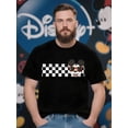 thumbnail image 1 of T-shirt Homme Mickey Mouse Damier Classique Noir & Blanc à Carreaux avec Rayures Rouges & Graphique Iconique Mickey, 1 of 5