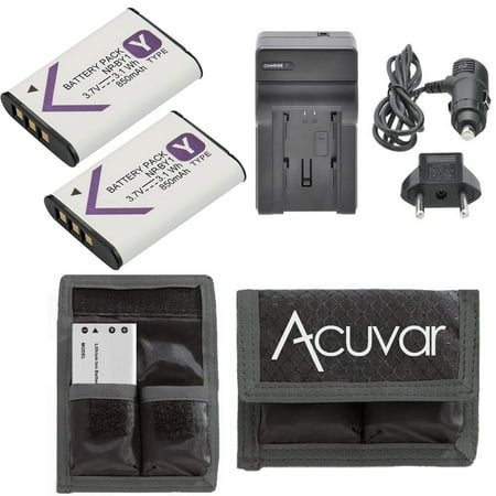 Image of (2) NP-BY1 Li-Ion Battery + Car/Home Charger for Sony DSLR Cameras + eCostConnection Starter Kit