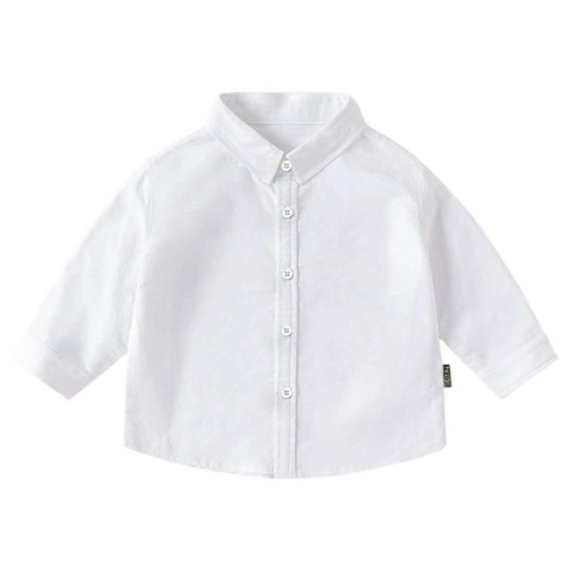 JTieacloth Spring And Autumn Children's Large Sized Collared Button Down Plain Colored Long Sleeved Shirts As Comfortable Inner Wear For Boys' Shirt Jackets School Casual Sizes 12-13 Years