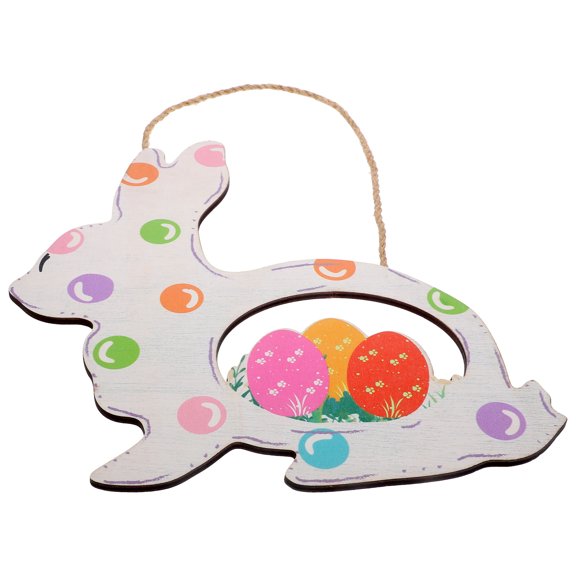 LOLIPPYY Multi Color Wooden Easter Hanging Wall Plaque Rabbit Decor for Porch and Garden