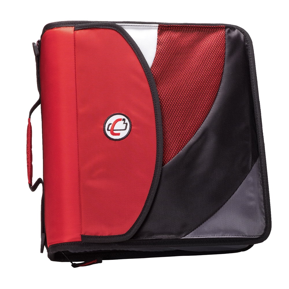 Case It 2" Dual DRing Zipper Backpack Binder, Red, 4" capacity, DUAL301BB