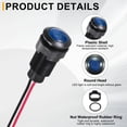 thumbnail image 3 of Uxcell 5Pcs 12mm Indicator Light,12V-24V AC/DC LED Plastic Shell Signal Lamp Waterproof IP67,Blue, 3 of 6