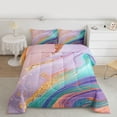 thumbnail image 2 of Feelyou Adult Fashion Marbling Full Size Comforter Sets, Glitter Abstract Ombre Bedding Comforter Set, Marble Artwork Plum Cyan Reversible Bedding Sets, Breathable Home Decor, 3 Pieces, 2 of 8