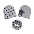 thumbnail image 2 of Penkiiy Baby Hats Baby Winter Hat 3PC Toddler Baby Winter Hat Cap Prints Hats Kids Scarf Collars Sets Gray Hat for One Size, 2 of 2