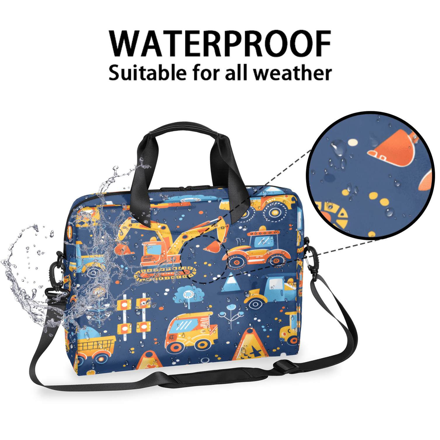 Herdesigns Construction Truck Laptop Bag for Women Men, Computer Case Briefcase Messenger Bags, 15-15.6 inch Laptop Sleeve Shoulder Bag