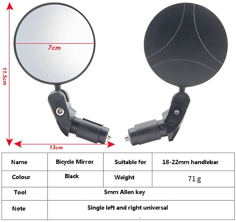 Easyinsmile Bicycle Mirrors for Handlebars with 360°Horizont Bicycle Cycling Rear View Mirrors Adjustable Rotatable Handlebar Mounted Plastic Convex Mirror for Mountain Road Bike 