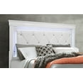 thumbnail image 3 of Shaker Style White Full Bed Frame with Crystal Tufted Faux Leather LED Headboard - Contemporary Rubberwood &amp; MDF Panel Bed for Bedroom, Box Spring Required, 58.5"W, 3 of 5