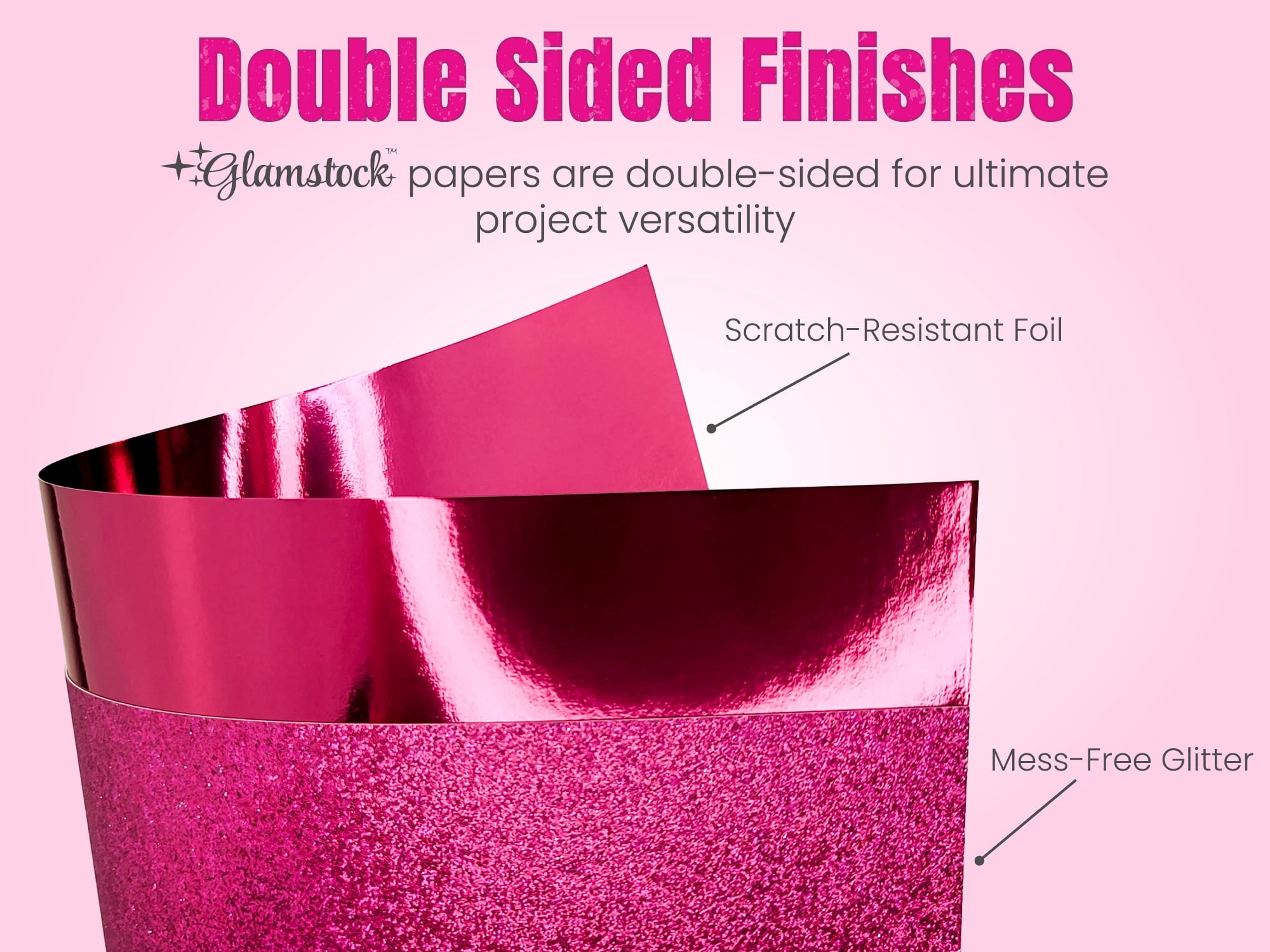 Raspberry Reverie Glamstock™ – Premium Pink Cardstock Book featuring Pearlescent, Satin, Foil & Glitter Papers, 48 Pages, A4 Size, for Scrapbooking, Crafts & Invitations
