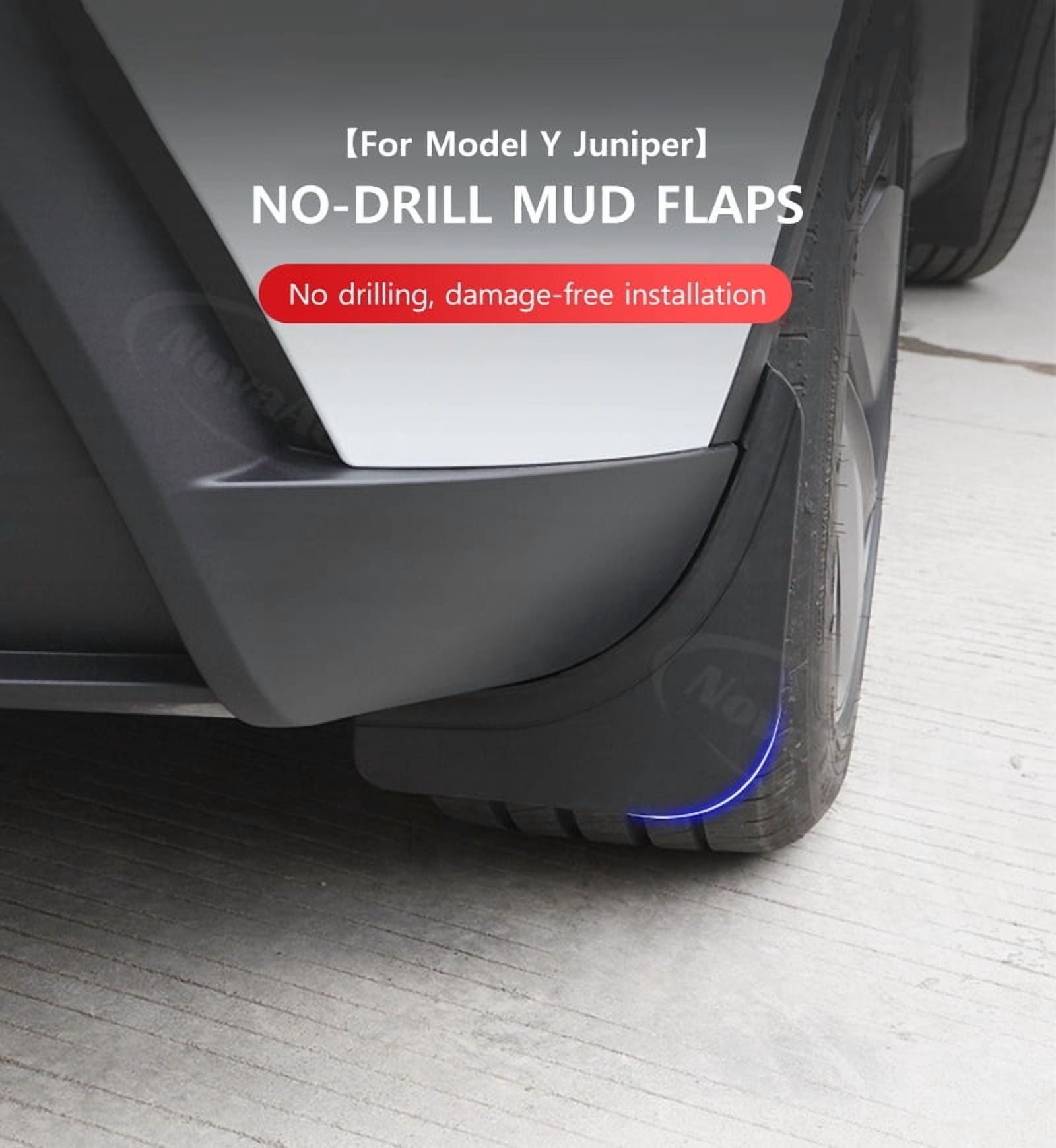 NovaAcc No - Drill Mud Flaps For Tesla Model Y Juniper 2025 TPE Flexible Mud Guards Scratch-Resistant Durable Car Body Protection Flaps