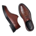 thumbnail image 2 of YLSDY Men's Classic Brogue Shoes Faux Leather Oxford Shoes Vintage Lace Up Low Heel Dress Shoes Brown 10.5, 2 of 9
