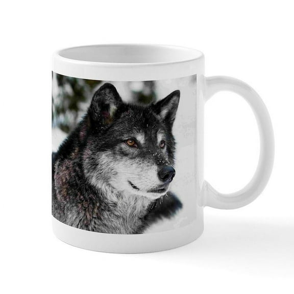 CafePress - Black Wolf Mugs - 11 oz Ceramic Mug - Novelty Coffee Tea Cup