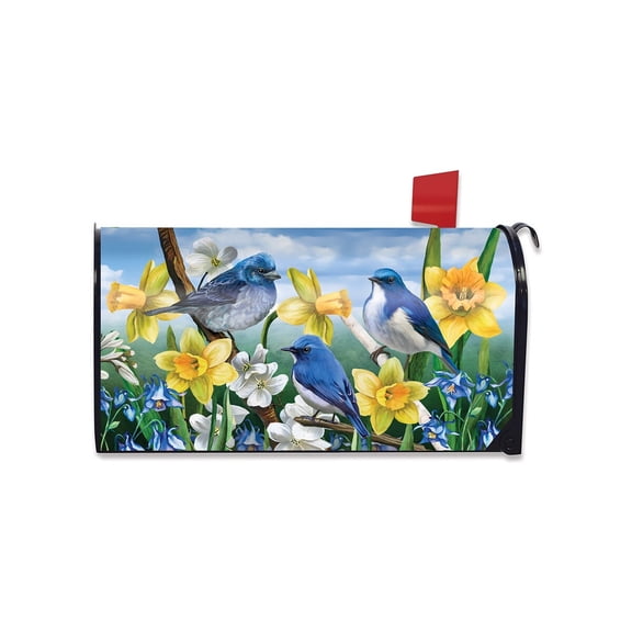 Briarwood Lane Mailbox Cover - Standard Size - Bluebirds and Daffodils Spring For Spring Mailbox Cover