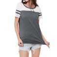thumbnail image 5 of STARVNC Women Stripe Splice Short Sleeve Crew Neck Shirt, 5 of 7
