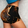 thumbnail image 2 of KLL Gold Flame Pattern Wolf Pattern Workout Shorts for Women Scrunch Short Gym Yoga Running Sport Active Exercise Fitness Shorts, 2 of 5