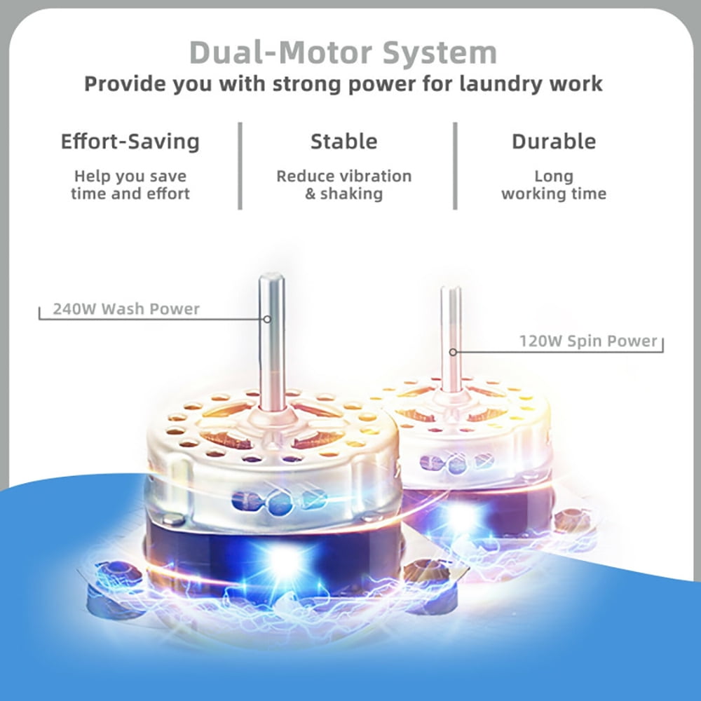 GVN Space Saving Full-Automatic Washer,Washing Machine,8 lbs Portable Mini Twin Tub Spinner Semi-Automatic Washing Machine