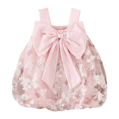 

Rovga Toddler Girl Dress Clothes Sleeveless Bowknot Floral Prints Tulle Princess Dresss Dance Party Dresses Clothes