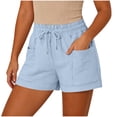 thumbnail image 3 of QATAINLAV Women's Casual Summer Shorts Drawstring High Waisted Bermuda Shorts Comfy Pull On Shorts with Pockets 4" Light Blue L, 3 of 8