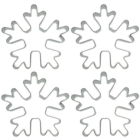 

BESTONZON 4 Pcs/1 Pack Snowflake Shape Cookie Cutters DIY Biscuits Mousse Mold Kitchen Baking Tool Fondant Cake Mold Accessory (Silver)