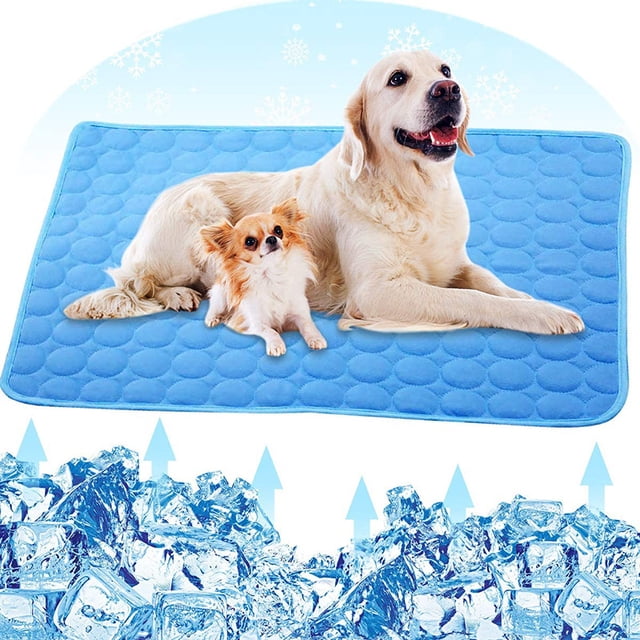 Alfombrilla refrescante para perros, almohada refrescante para dormir, manta fría lavable de seda helada para caseta, sofá o cama, azul (XS: 40 * 30 cm)