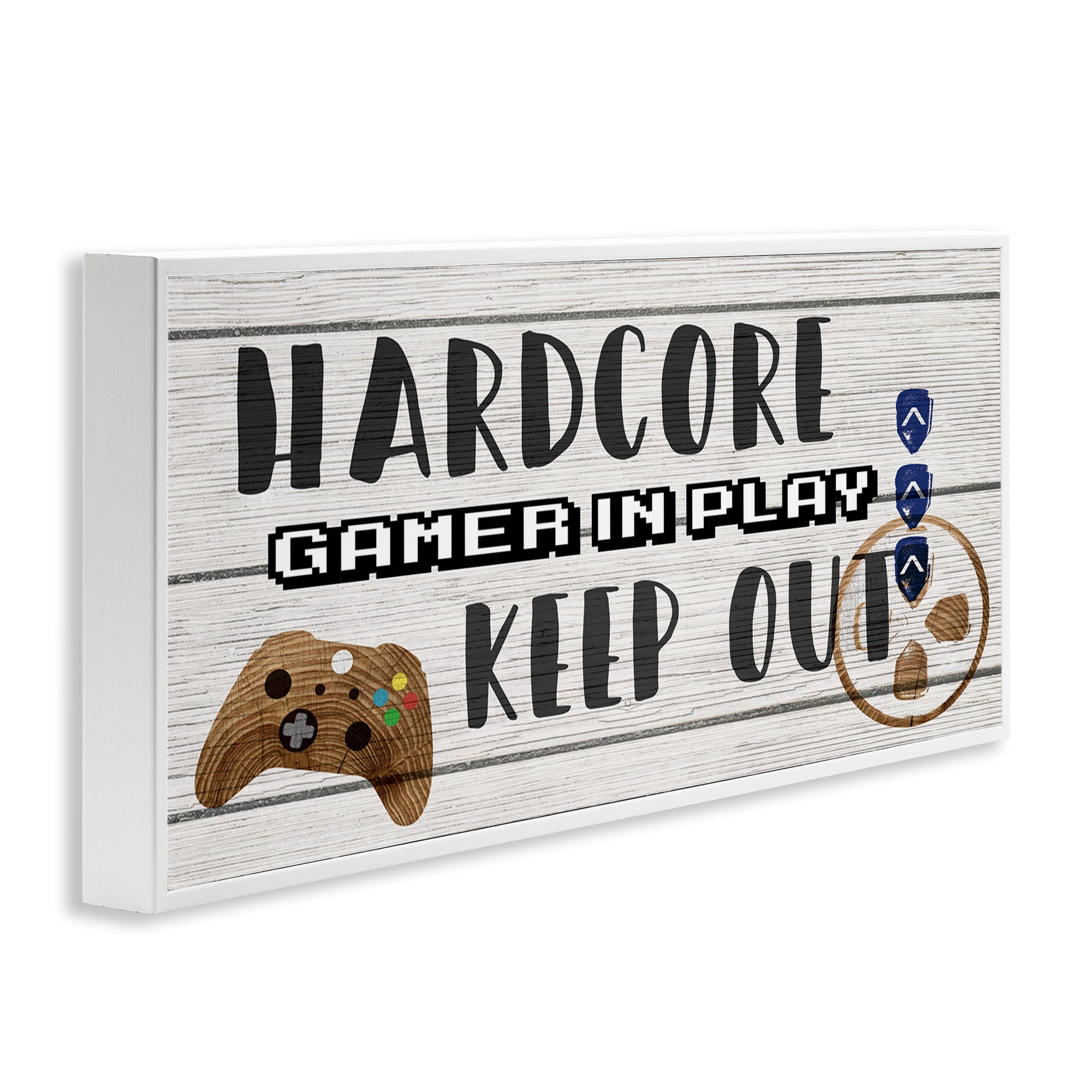 Stupell Industries Gamer Playroom Sign Typography Painting White Framed Art Print Wall Art, 30 x 13