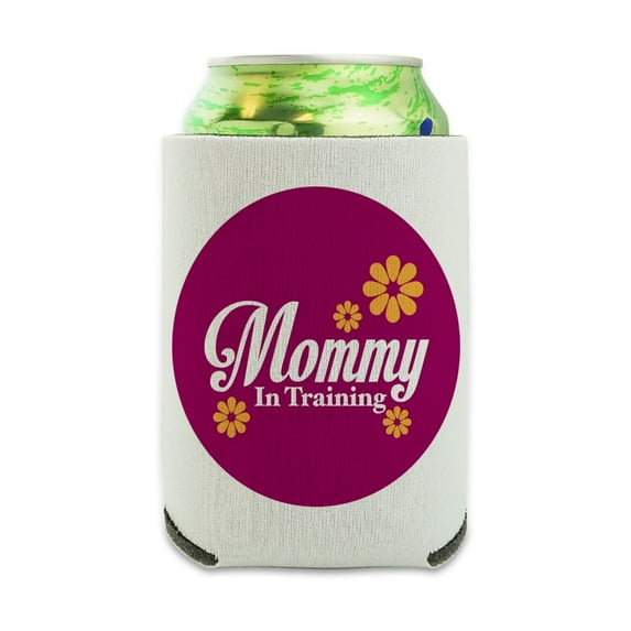 Mother Mom Mommy in Training Can Cooler - Drink Sleeve Hugger Collapsible Insulator - Beverage Insulated Holder
