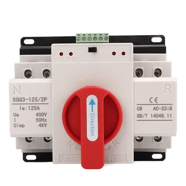 Interruptor de transferencia automático de doble potencia con mango rojo, 125 A, interruptor de cambio de generador para industria, 400 V