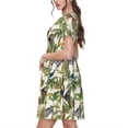 thumbnail image 2 of Sikiie Jungle Animals Print Women's Short-sleeved Dress, Round Neck Slim Knee-length Dress, Summer Clothing Suitable for Daily Leisure and Vacation, 2 of 6