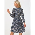 thumbnail image 4 of INSPIRE CHIC Robe Midi à Manches Longues Imprimé Floral Col en V pour Femmes, 4 of 5