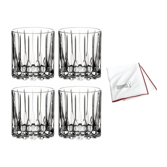 Set de 4 Vasos para Cóctel Neat 190 ml Transparentes Riedel con Paño