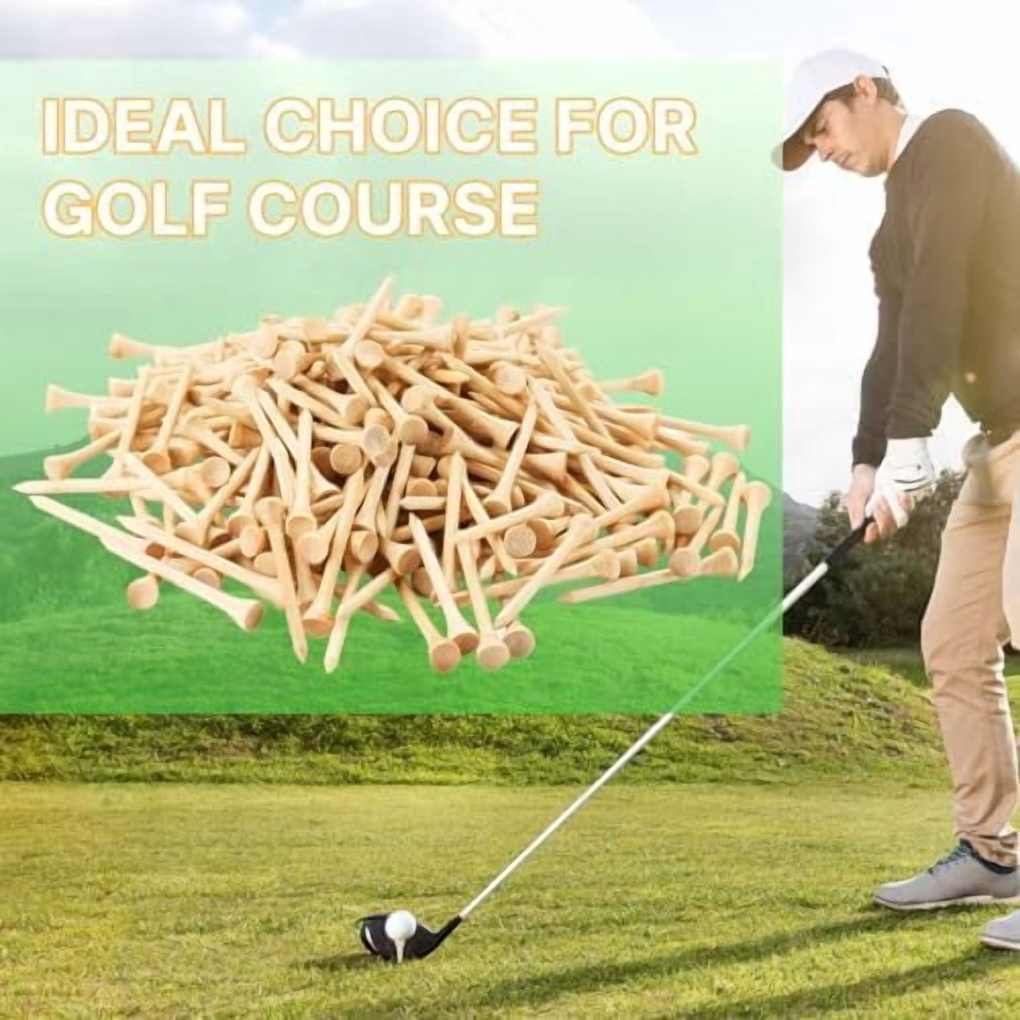 Bamboo Golf Tees 1000/500/250 PCS 2-3/4 & 3-1/4 inch Length | Bamboo Golf Tees, 7X Stronger Than Wood Golf Tees, Reduce Friction & Side Spin