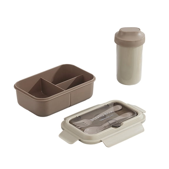 Honmine Portable Lunch Box, Bento Food Container with Double Layer Compartments, Microwave Safe Meal Prep Kit with Utensils for Work, Picnic, Travel