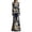 Multicolor, variant on Women's Halloween Gothic Velvet Maxi Dress, Long Sleeve Round Neck Bodycon Dress with Skeleton Floral Print, Elegant Fall Evening Party Gown