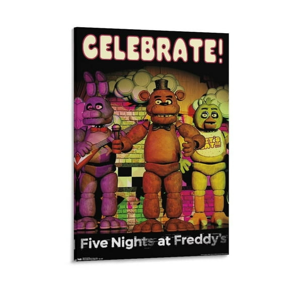 Five-Nights-at-Freddy-s-Celebrate-Wall- Print Photo Art Painting Canvas Poster Home Decorative Bedroom Modern Decor Posters Gifts 16x24inch(40x60cm)