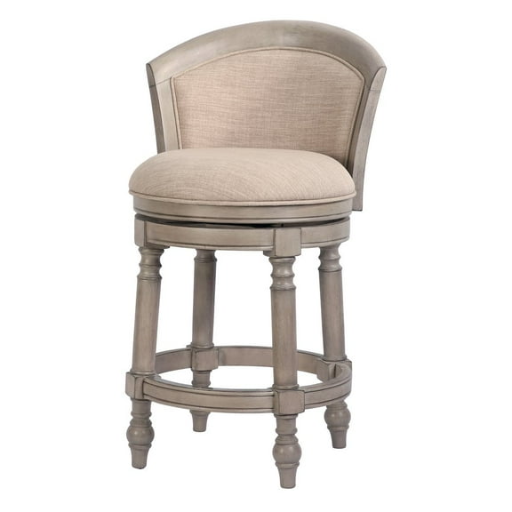 New Ridge Home Goods Emily 26" Wood Barrel-Back Counter-Height Bar Stool with Swivel
