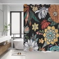thumbnail image 5 of Boho Floral Shower Curtain Flowers Black Vintage Mid Century Abstract Botanical Colorful Waterproof Fabric 72x72 Inch,Modern Abstract Colorful Bathroom Decor, 5 of 6