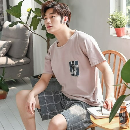 

QWZNDZGR Summer 100% Cotton Cartoon Men Pyjamas Short Pajamas Set Casual Sleepwear Pyjamas Night Suits Pijamas Plus Size XXXXL Homewear