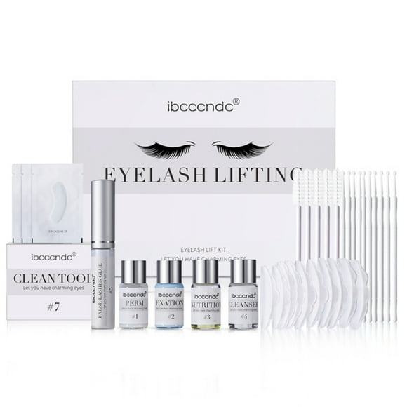 ibcccndc 10-Piece Eyelash Perm Kit with Video Tutorial - Effortless Curls & Stunning Lashes, Includes Perm, Fixation, Nutrition, Cleanser Liquids, Y Combs, Gel Pads & More