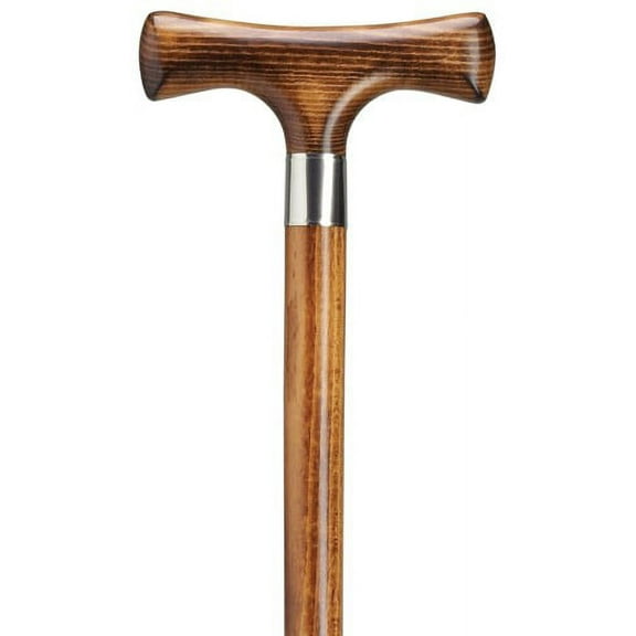 Walking Cane Lady's T Handle Cane Walnut Stain Wood Cane