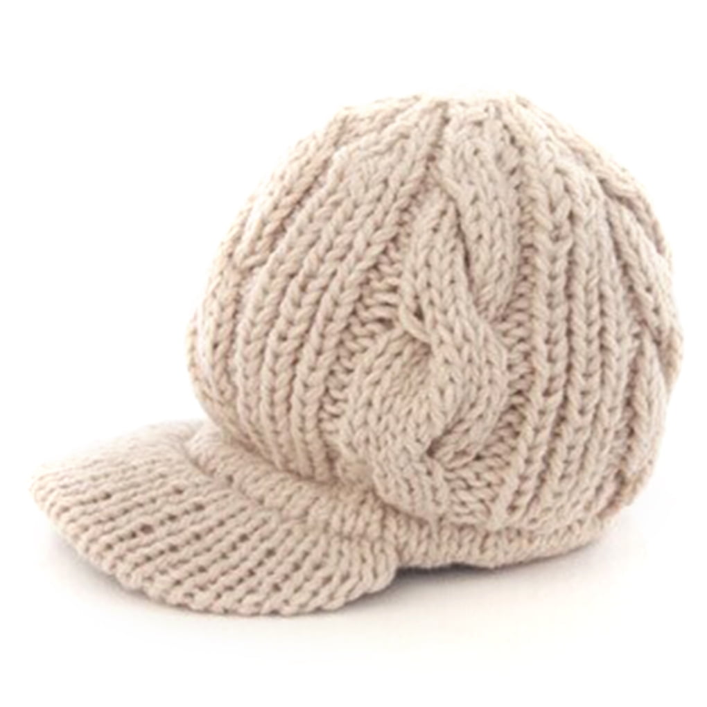 ladies knit hat with brim