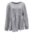 thumbnail image 4 of ClodeEU Women's Long Sleeve Crewneck Empire Waist Shirts,Loose Fit Pleated Flowy Tunic Tops Gray,Womens Plus XXXL, 4 of 5