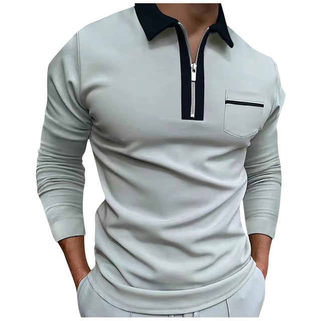 pstuiky camisetas de manga larga para hombre, Camisas casuales para hombre, con botones sólidos, cuello vuelto, manga larga y bolsillo. camisetas de hombre l