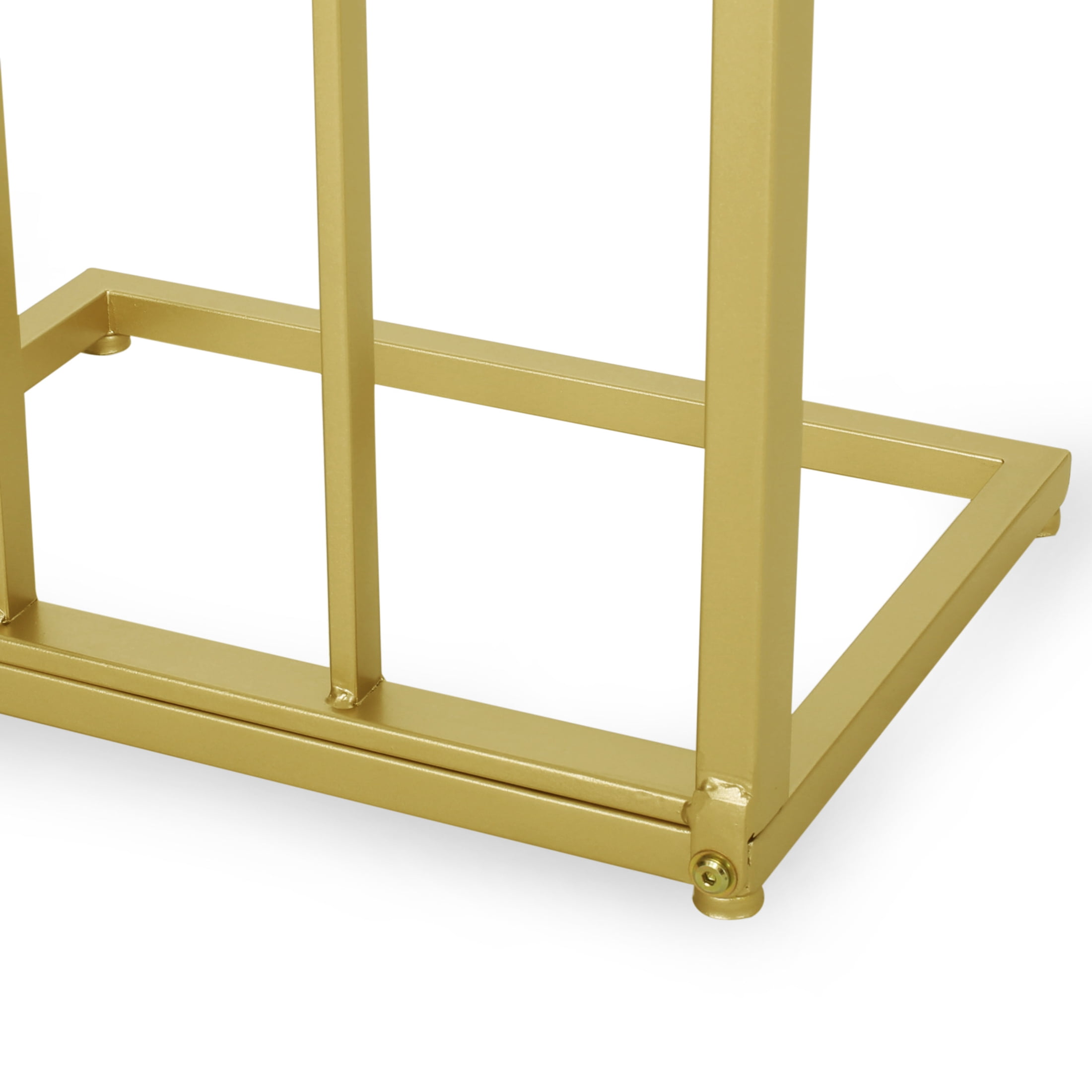 Noble House Wade Modern Glam C Side Table, Set of 2, Champagne Gold, White