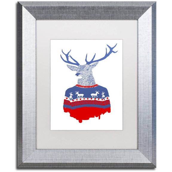 Trademark Fine Art 'Ugly Winter Pullover' Canvas Art by Robert Farkas, White Matte, Silver Frame