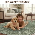 thumbnail image 3 of KoshiMe Washable Area Rug 8'x10', Non-Slip Soft Vintage Distress Floral Rugs for Living Room, Stain Resistant Low Pile Medallion Carpet for Dining Room Office, Dark Green Gray, 3 of 9
