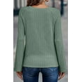 thumbnail image 3 of Women's Green Ribbed Round Neck Knit Long Sleeve Top, 3 of 5