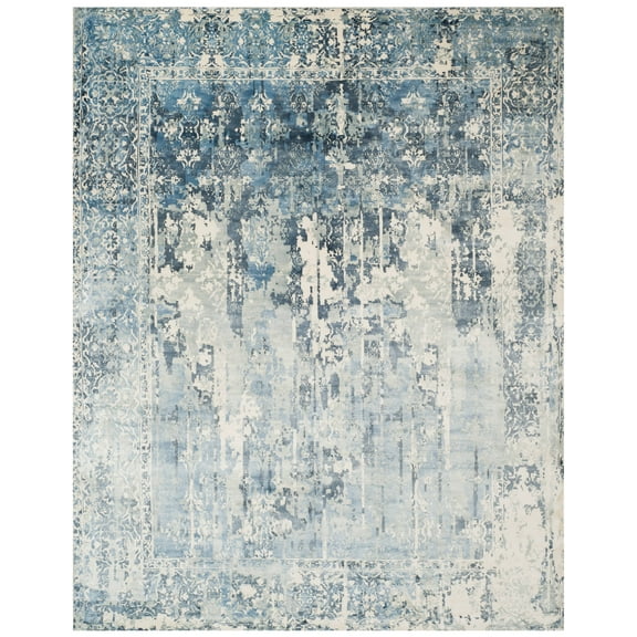 SAFAVIEH Mirage Clarette Abstract Area Rug, Ivory/Blue, 9' x 12'