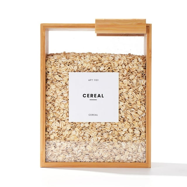 Dispensador de alimentos APT 1101 de bambú de 2 litros para cereales, arroz y harina